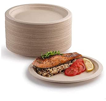 Lot de 50 assiettes en carton rigides 100 % biodégradables, résistantes, recyclable parfaites pour les pique-niques (15,2 cm)