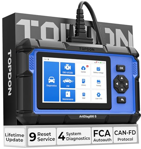 OBD2 Scanner TOPDON AD600S Scan Tool, Code Reader, Diagnostics Scanner for ABS/SRS/AT/Engine, 9 Reset Services, Oil/Brake/BMS/SAS/DPF/TPMS/ETS Reset/ABS Bleeding/Injector Coding, Free Lifetime Upgrade
