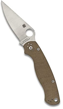 Spyderco Knives Brown Canvas Micarta para Millie 2 Compression Lock Cru-Wear Steel Pocket Knife C81MPCW2