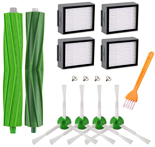 Repuesto de Accesorios Kit Compatible para Aspiradora iRobot Roomba i7 i7+ i7 Plus E5 E6 E7 i8 i8+ i6 i6+ i3 i3+ i4, Cepillos de Goma, Filtros, Cepillo Lateral