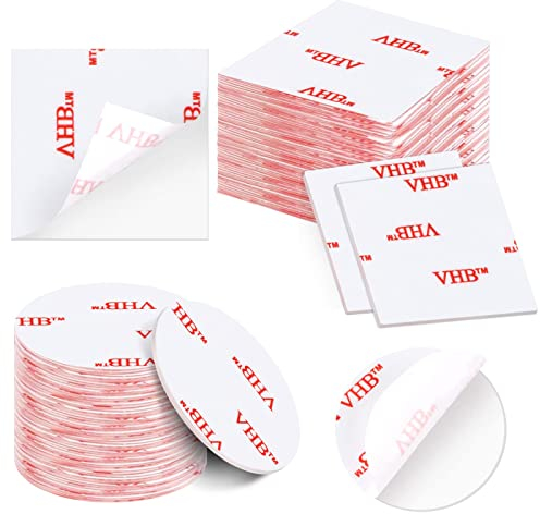 Ailvor Klebepads Doppelseitig Extra Stark, 60 Stück Doppelseitiges Klebeband, Transparent Klebeband Pads Waschbares, Spurloses Klebestreifen für Wände, Boden, Kunststoff, Metalle (Quadrate, Runde)