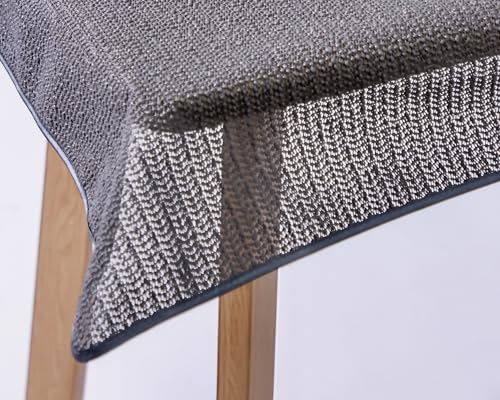 Weichschaum-Tischdecke mit Saum | Grau/Anthrazit - Oval - 160x220cm | Schaumdecke | Klassik-Outdoor-Decke | Garten/Terrasse/Balkon | wetterfest | rutschfest