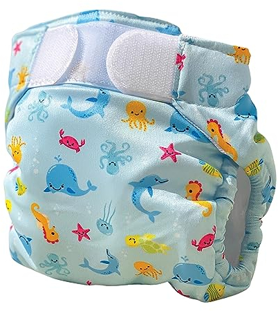 FREDS SWIM ACADEMY Wiederverwendbare Schwimmwindel - Swim Nappy mit Klettverschluss, Baby-Schwimmhose aus weichem Material, verstellbar & einfach anzulegen (Blau, 2)