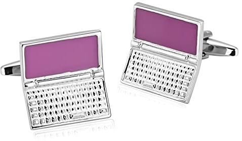 Stfery Manschettenknöpfe Herren Hochzeit Personalisiert, Manchettenknoepfe Vater Silberrosa Edelstahl Cufflinks Laptop-Computer Schmuck Geschenk