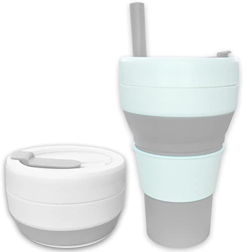 Kingmate Neue faltbare Silikontasse, wiederverwendbare umweltfreundliche Tassen für die Reise, 450 ml, BPA-frei, nützliche Kaffeetasse, geeignet für Gefrierschrank, Mikrowelle und Spülmaschine, Grau