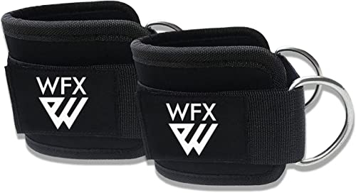 WFX Knöchelriemen für Kabelmaschinen, Knöchelmanschetten, Gewichtheben, Fitnessgurt, Beintraining, Fitnessstudio, Gesäßtraining, Beinstrecker, Doppel-D-Ring-Kabelriemen für Männer und Frauen, Schwarz