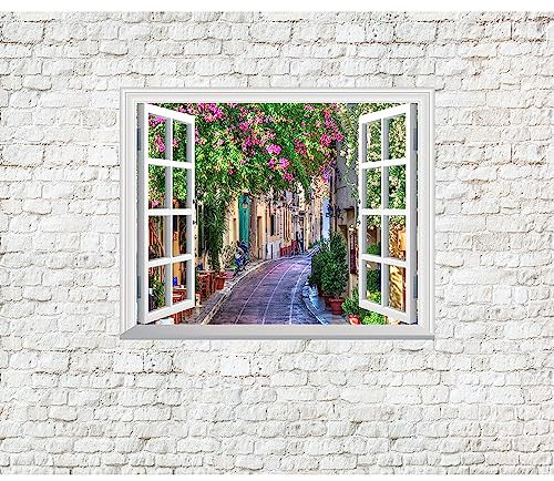 murando Fototapete Premium-Vlies Fensterblick 150x105cm Foto Tapete Schlafzimmer Wohnzimmer Vliestapete XXL Wandtapete Motivtapeten Bildtapete 3d Effekt Wand Dekoration Flur Italien Toskana Gasse