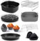 Fentic Accessori Friggitrice Ad Aria – 19 pezzi – Adatto per friggitrice ad aria XL e XXL, Philips, Cosori 5.5L, Ninja, Cecotec, Tefal, Princes – Include Silicone Teglia e ricettario elettronico