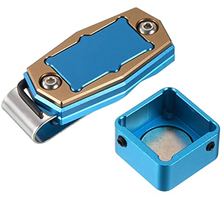 PATIKIL Billard Magnetische Kreide Halter Legierung Pool Queue Kreide Spitze Gehäuse mit Gürtelclip für Snooker Sport Zubehör Blau