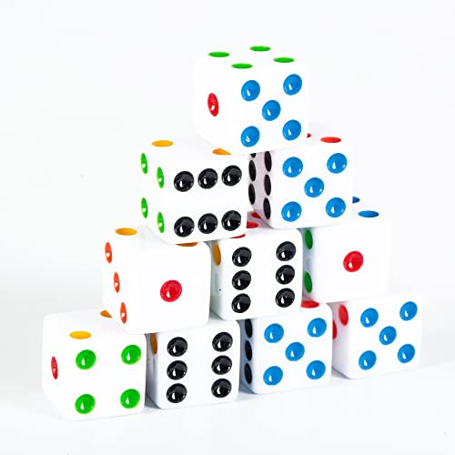 SmartDealsPro 10-Pack D6 Six Sided 16mm Transparent Dice Die for DND, MTG, RPG, Tenzi, Yahtze, Bunco, Table Borad Games, Math Teaching (Color 6)