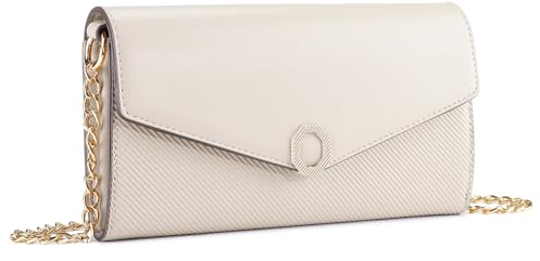 BAIGIO Kleine Umhängetasche Damen Crossbody Bag PU-Leder Handytasche zum Umhängen Schultertasche Elegant Clutch Handtasche Kette-Tasche Damentaschen Abendtasche mit Kartenfach, Beige
