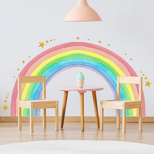 APOMOONS Pegatinas Infantiles Pared, Adhesivo decorativo para pared Arcoíris Pegatinas de pared, Diseño de arco iris grande Pared Bebé Guardería Niños Dormitorio