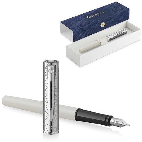 Waterman Allure Deluxe Füllfederhalter mit Gravur | Geschenk für Mann und Frau | inspiriert von Pariser Mode | personalisiert | graviert (Weiß, Füllfederhalter)