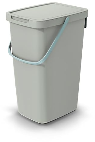 Mülleimer Müllbehälter Abfalleimer Biomülleimer mit Griff und Klappdeckel Abfallsammler Mülltonne Müllsortierer Papierkorb (25L, Hellbraun)