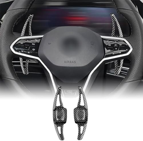KUNGKIC ABS Volante Paddle Shift Estensioni Per VW Volkswagen Golf 8 MK8 2020 2021 2022 Accessori Decorazione Interno 2 PCS Nero Fibra Di Carbonio Pattern