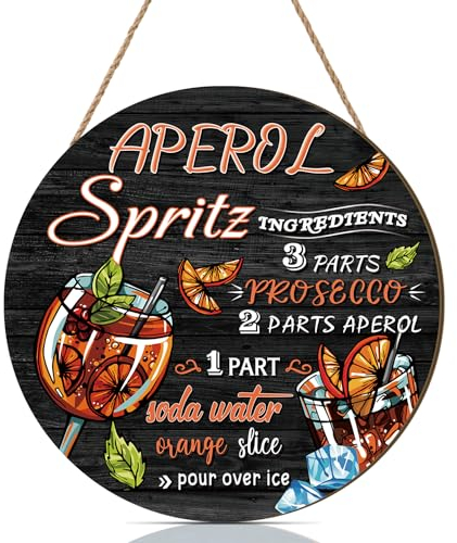 CHDITB Süße Rote Originelles Cocotail Rezept Holzschild, Aperol Spritz Schild Wanddekoration, 29x29cm, Vintage Cocktail Bar Schild für Bars Pub Restaurants Küche, Geschenk für Bar Besitzer