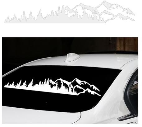 CGEAMDY Autofenster Wald Aufkleber, Schnee Berg Baum Autoaufkleber, Berg Aufkleber Baum Wald Vinyl Grafik, Auto Karosserie Universal Aufkleber(D-792 Weiß)