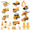 TOYABI Construction Toys, Digger Cake Topper, 18Pcs Toy Construction Vehicles Set with Dumper/Plane/Roadblock etc, Diecast Alloy Cars for 3+ Year Olds Boys & Girls