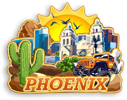 Quwsne Kühlschrankmagnet Phoenix Arizona USA Kühlschrankmagnet Stadt Reise Souvenirs Touristengeschenke 3D klassische Sehenswürdigkeiten handgefertigt Handwerk Heimdekoration -301, QS-WC-301