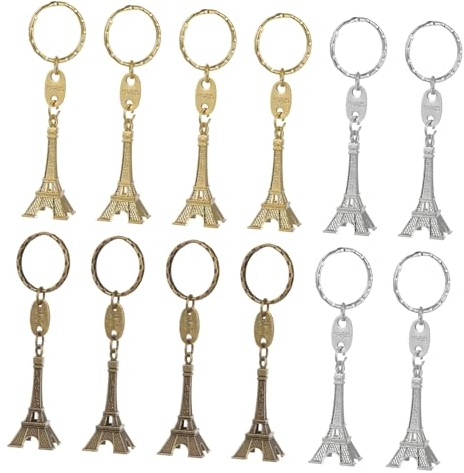 COLLBATH 12 Stück Eiffelturm Schlüsselanhänger Vintage Schlüsselring aus Metall französische Souvenirs Ornament für Autoschlüssel Geldbörse Handtasche Anhänger Dekoration