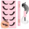 Parriparri Faux Cils avec Colle Fox Eye Lashes avec Bond et Seal 5 Paires Naturel Faux Cils en œIl de Chat Doux Angel Winged Cat Eye Lashes