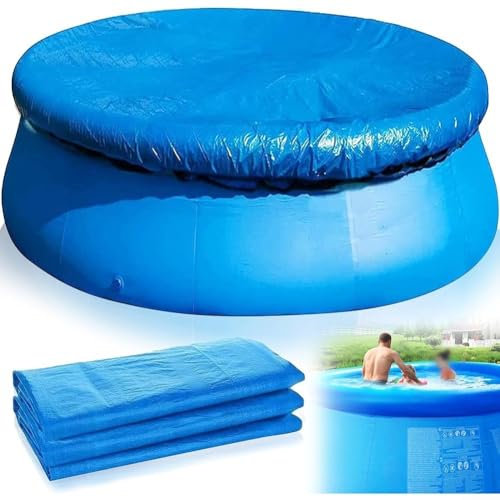 HEBEOT Bâche de piscine ronde de 1,8 m/2,4 m/3 m/3,7 m/3,7 m - Convient pour piscine familiale gonflable ronde - Couleur bleue (3 m)