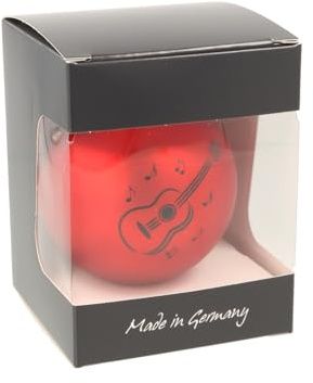 Glas-Weihnachtskugel mit Konzertgitarre-Motiv, Ø ca. 8 cm (Rot matt)