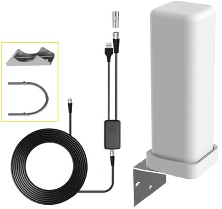 Miiauflskld Antena de TV Digital 4K 35dBi Canal HDTV Gratuito para Exteriores Amplificador de Señal de Alcance de 6000 Millas para ATSC/DVB-T/DMB-T/ISDB-T