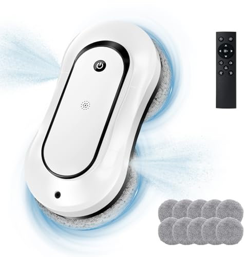 jnerkert Robot Laveur de vitre,Dual Side Spray Robot Laveur de vitres avec réservoir Dual de 70ml ML, Aspirateur de vitres Intelligent pour intérieur/extérieur fenêtres de Grande Hauteur