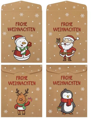 BETESSIN 50 Stück Papiertüten Weihnachten - 11.5x9cm Geschenktüten Weihnachten - Adventskalender Tüten zum Befüllen - Weihnachtstüten Klein - Geschenkverpackung Weihnachten