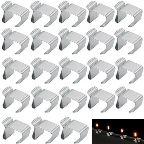 RXKFIGX 60 Ganchos para Canalón para Cadenas de Luces Cips de Luz de Navidad de Acero Inoxidable Ganchos para Canalones Luces de Hadas Ganchos para Canalones Aleros Árboles de Navidad