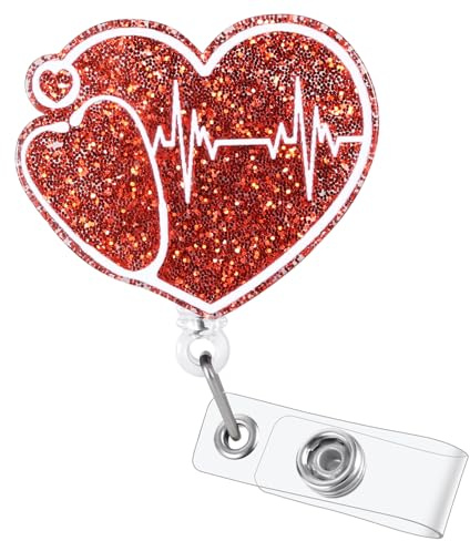 Lustige Kardiologie-EKG/EKG-Ausweishalter, einziehbarer Ausweishalter, Namensschild-Clip für Intensivstation NICU RN LPN CNA MA ER Nachtschicht, Krankenschwester, Krankenpfleger, Studenten