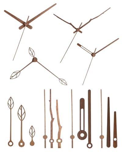LEEQ Set de 4 Arten von Walnussholz Uhrzeigern - Zeiger für wanduhr, Uhrzubehör für Uhr Reparatur Ersatz DIY, Blattform, Passend für 12 Zoll Uhr