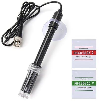 HPHPH PH Wert Messgerät, Ersatz PH Meter Elektrode Sonde Controller BNC Stecker Sensor mit Puffer Pulver 100 cm for Aquarium Hydrokultur Labor,pH Messer Tester(1.2M)