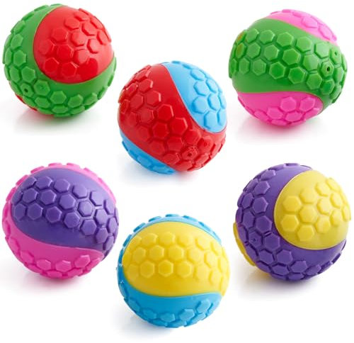 Pets & Play Squeaky Dog Ball 6 Pack | Upgraded Durable Dog Balls | Strong & Sturdy | Bouncy Rubber Dog Toys for Training & Boredom | Chew Dog Ball Multipack | Floating Pool Ball | Small & Medium Dogs
