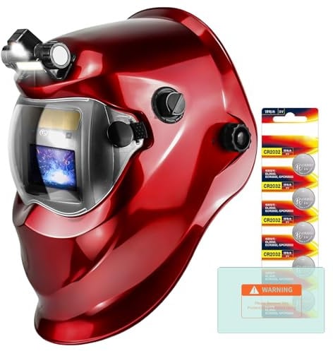 TRQWH Schweißhelm mit Licht, echte Farbe, automatische Verdunkelung, Schweißhelme für Herren, solarbetriebene Schweißhaube mit 2 Lichtbogen-Sensoren, breiter Schatten 4/9-13 für WIG, MIG, ARC, Cool