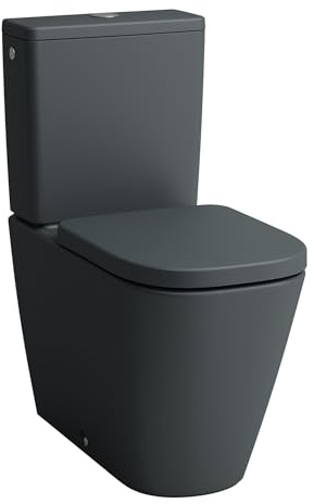 LAUFEN Meda Stand-WC-Kombination, spülrandlos, Silent Flush, 360x680mm, Tiefspüler, H8241117580001, Farbe: Graphit matt