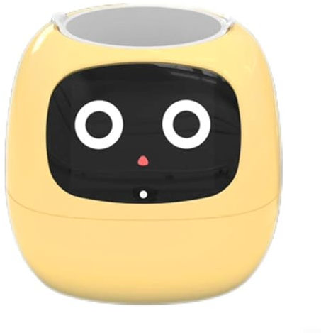 Sandyseptember Maceta inteligente para plantar mascotas, robot de plantación interactivo inteligente, maceta electrónica con pantalla integrada para el hogar, oficina, jardín, al aire libre (amarillo)