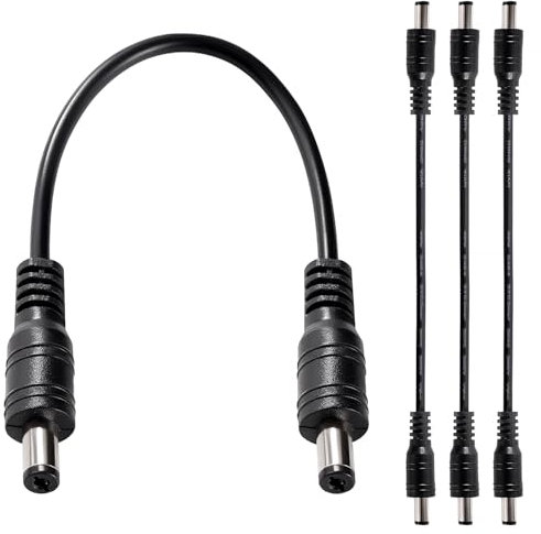 KUOQIY 4 Pièces 20cm 22AWG 5.5mm x 2.1mm DC Mâle à Mâle Câble d'alimentation, Câble D'extension CC Alimentation, DC Connecteur Cordon, pour Caméra de Sécurité CCTV Bande LED