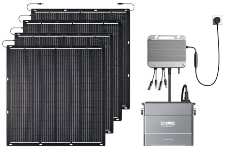 Zendure SolarFlow 800 Micro-onduleur Hybride Intelligent 1200W MPPT, Puissance AC Bidirectionnelle de 800 W, avec Panneau Solaire Flexible 920W (4*230W), avec AB2000X Batteries (Installation Facile)