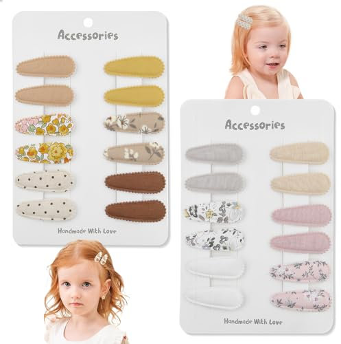 CATOR 24 pinzas para el pelo Snap Toddler con diseño de flores, lazos pelo niña, pinzas pelo bebe, minibarrettes, lindos accesorios para el pelo para niñas y niños pequeños