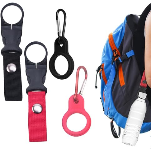 ZesNxj 4 Stück Flaschenhalter Tasche, Praktischer Flaschenhalter Gürtel mit Karabinerclip, Robuster Flaschenhalter Rucksack mit Schnellzugriff, Bottle Holder für Wandern, Camping und Reisen