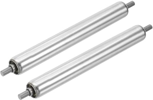 QUARKZMAN Rullo per Nastri Trasportatori 25x200mm(DiaxL) Argento 2Pz | in Acciaio Inossidabile, Parte di Ricambio per Trasmissione a Gravità, Estremità Zincate