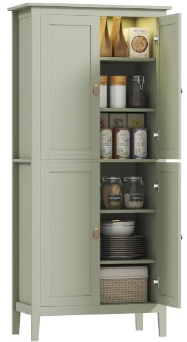 HOMCOM Tall Kitchen Cupboard Pantry Motion Sensor LED Light 177 cm Green