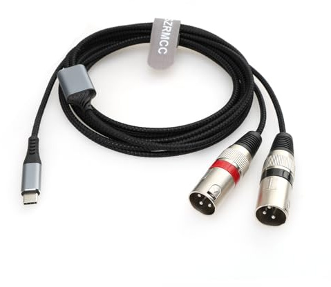 SZRMCC USB C auf Dual XLR Stecker Audiokabel Typ C auf 2 3pin Stecker Mic Geflochtenes Kabel für Smartphone Verstärker Lautsprecher Mixer Konsole Shure SM7B Mikrofon (5M|16.4FT)
