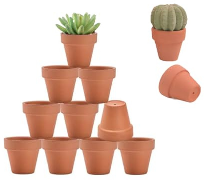 Voarge 12 Pcs 6.5cm Terracotta Plant Pots, Clay Plant Pots Multi Purpose Clay Pot for Succulent, Mini Clay Planter with Drainage Holes for Succulent Seeds, DIY, Party Decor