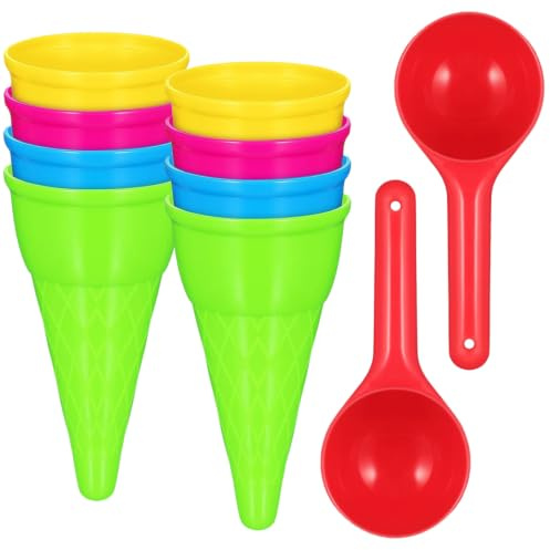 Sandformen EIS,Strandspielzeug für Kinder,10‑teiliges Kinder Sandkastenform | Sandspielzeug‑Set mit 8 Eistütenformen & 2 Portionierer,EIS‑Sandformen für Sommerliche Aktivitäten im Freien,im Garten
