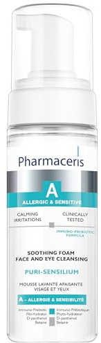 Pharmaceris A Puri-Sensilium, Augen- und Gesichtsreiniger, Gesichtsreinigungsschaum für Empfindliche Haut, Lindert Reizungen, D-Panthenol, Hypoallergenes Gesichtswaschmittel - 150 ml