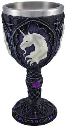 Things2Die4 Medieval Renaissance Wine Goblet (Unicorn - Purple, Resin with Stainless Steel Liner, 6 oz)