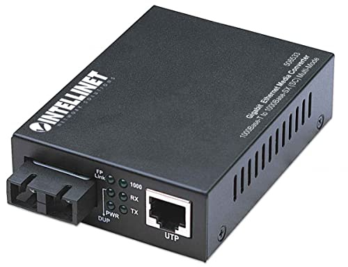 Intellinet 506533 Gigabit Ethernet Medienkonverter 1000Base-T auf 1000Base-SX (SC) Multimode 550 m schwarz, 10/100/1000 MBit/s